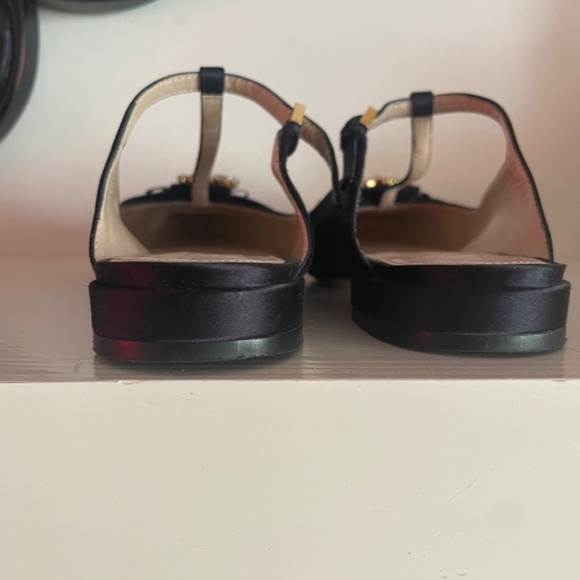 Stuart Weitzman Navy Satin Embellished t-strap flat mule 35.5 - Picture 12 of 12